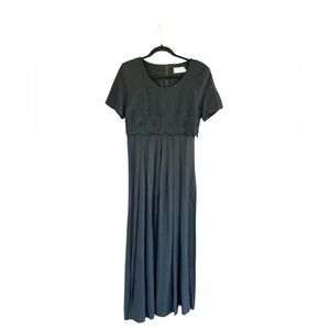 Vintage 90s CDC Black pleated Maxi Dress Size 8 whimsygoth grunge classic Fairy